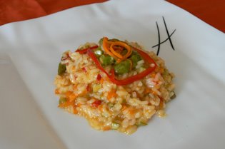 Risotto de espárragos y verduras