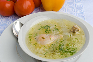 Sopa de pollo con puerro Sopa de pollo con puerro y maíz 