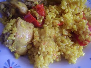 paella de arroz integral Paella de arroz integral con rape y verduras
