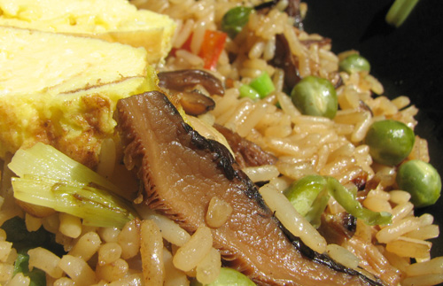 arroz setas Arroz frito con setas y bambú